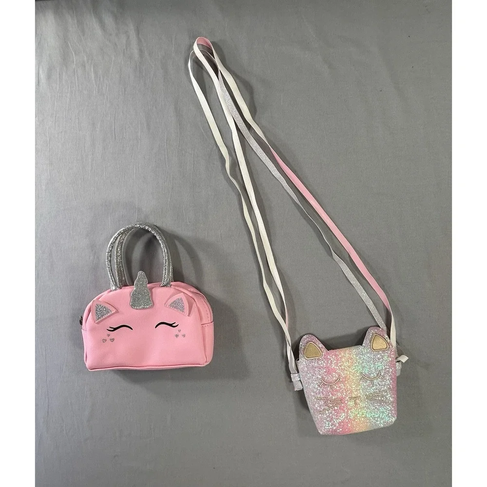 Kids Pretend Play Purses Lot Of 2 Unicorn and Cat Dress Up Costume Princess
